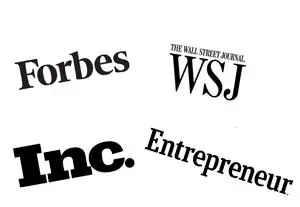 logos for wsj, forbes, inc, entrepreneur